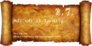 Mátéfi Taráz névjegykártya